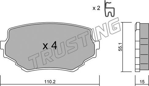 Trusting 258.0 - Комплект спирачно феродо, дискови спирачки parts5.com