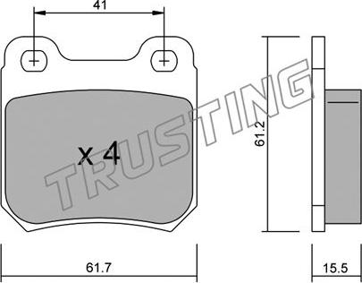 Trusting 285.0 - Тормозные колодки, дисковые, комплект parts5.com