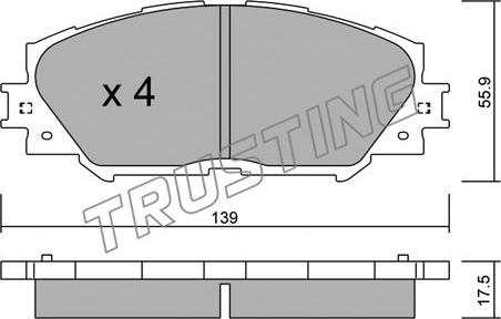 Trusting 763.0 - Zestaw klocków hamulcowych, hamulce tarczowe parts5.com