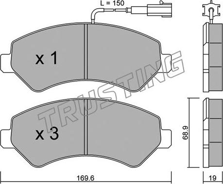 Trusting 725.0 - Тормозные колодки, дисковые, комплект parts5.com