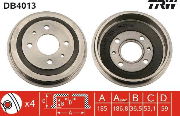 TRW DB4013 - Tambur frana parts5.com