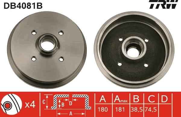 TRW DB4081B - Brake Drum parts5.com