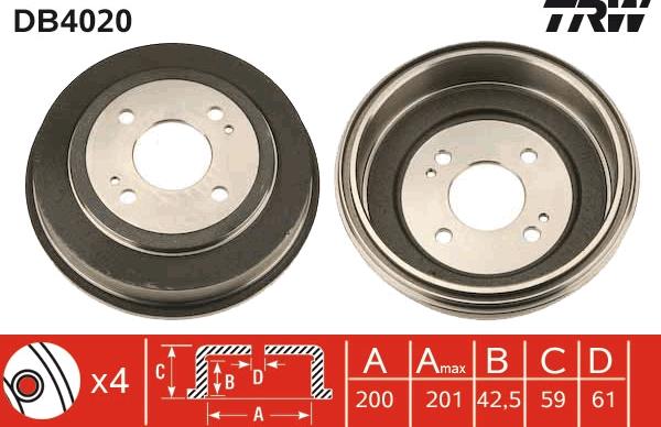 TRW DB4020 - Brzdový buben parts5.com