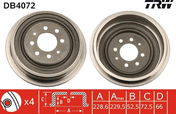 TRW DB4072 - Bęben hamulcowy parts5.com