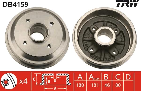 TRW DB4159 - Tambur frana parts5.com