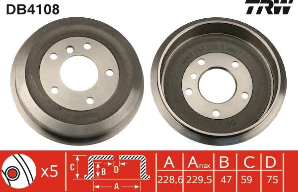 TRW DB4108 - Tambor de freno parts5.com