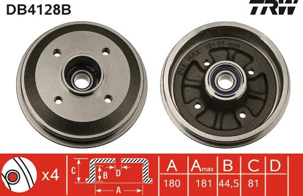 TRW DB4128B - Brake Drum parts5.com