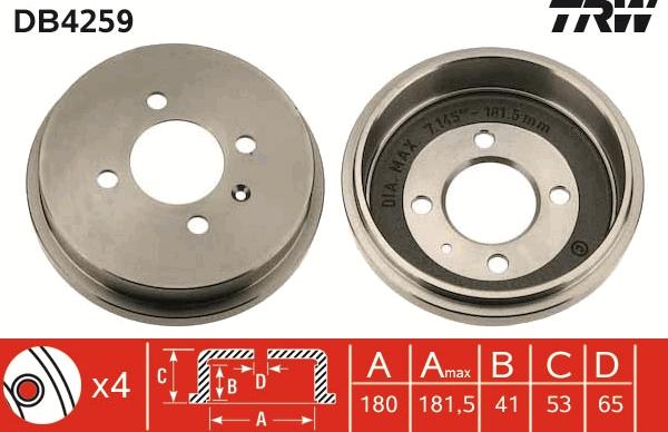 TRW DB4259 - Brake Drum parts5.com