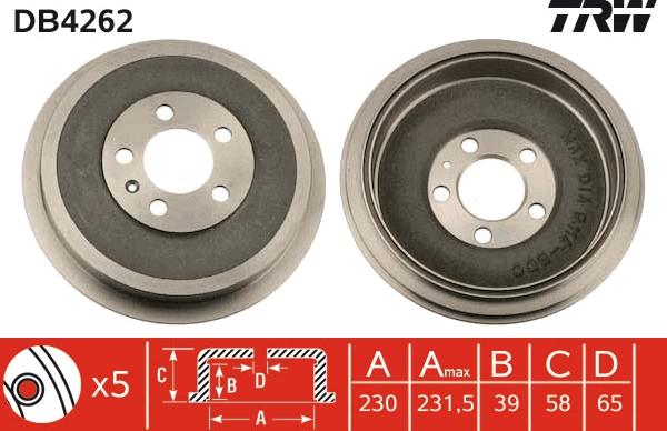 TRW DB4262 - Fékdob parts5.com