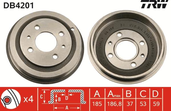 TRW DB4201 - Tambur frana parts5.com