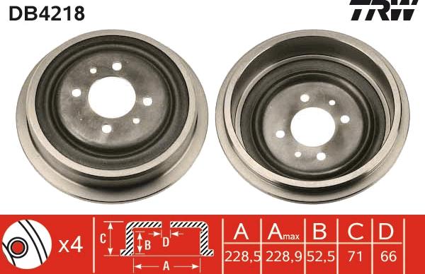 TRW DB4218 - Brzdový buben parts5.com