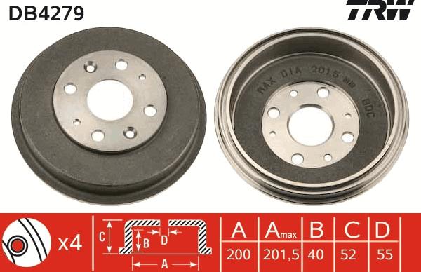 TRW DB4279 - Tambur frana parts5.com