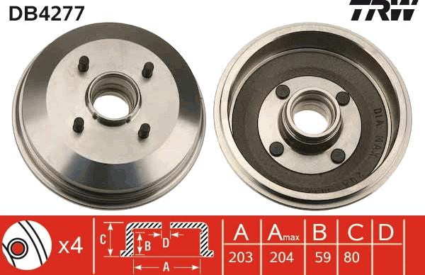 TRW DB4277 - Tambur frana parts5.com