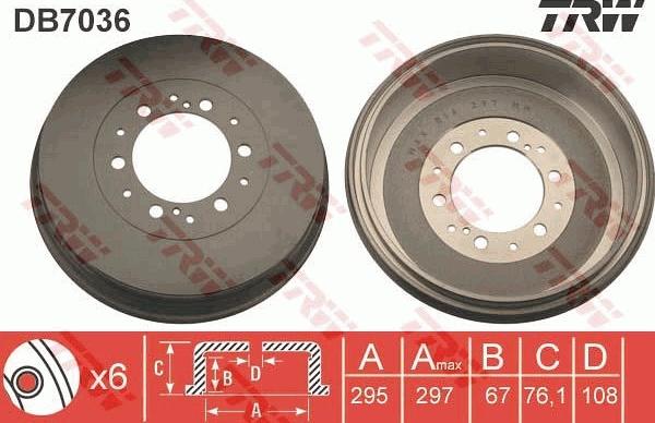 TRW DB7036 - Спирачен барабан parts5.com