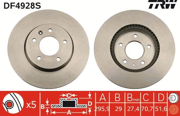 TRW DF4928S - Disc frana parts5.com