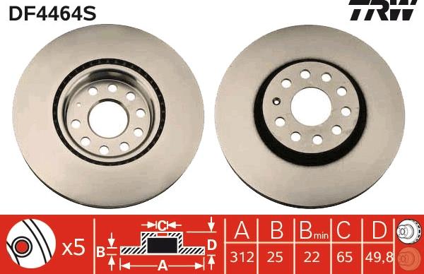 TRW DF4464S - Disc frana parts5.com