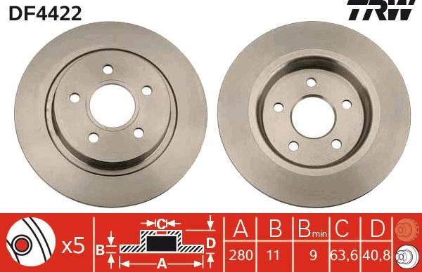 TRW DF4422 - Спирачен диск parts5.com