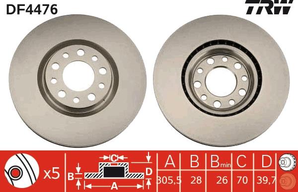 TRW DF4476 - Brake Disc parts5.com