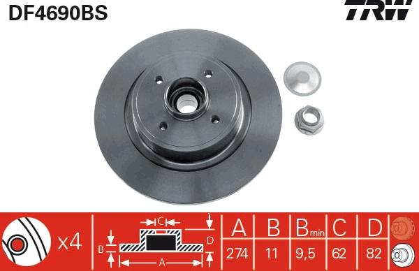 TRW DF4690BS - Kočni disk parts5.com