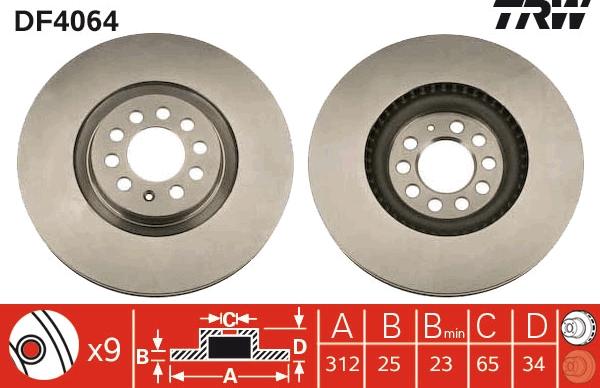 TRW DF4064 - Disc frana parts5.com