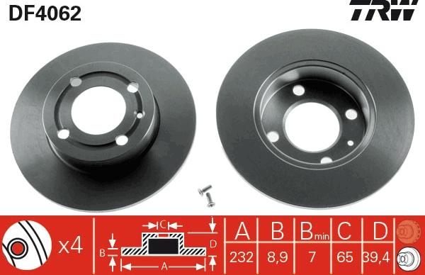 TRW DF4062 - Tarcza hamulcowa parts5.com