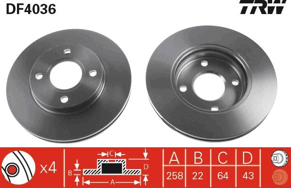 TRW DF4036 - Disc frana parts5.com