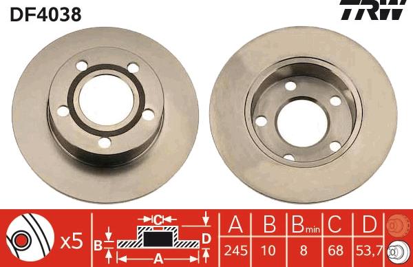 TRW DF4038 - Kočioni disk parts5.com