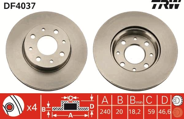 TRW DF4037 - Disc frana parts5.com