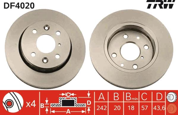 TRW DF4020 - Disc frana parts5.com