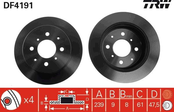 TRW DF4191 - Tarcza hamulcowa parts5.com