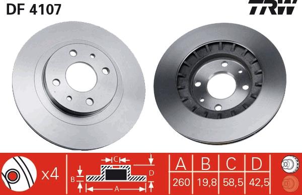 TRW DF4107 - Disc frana parts5.com