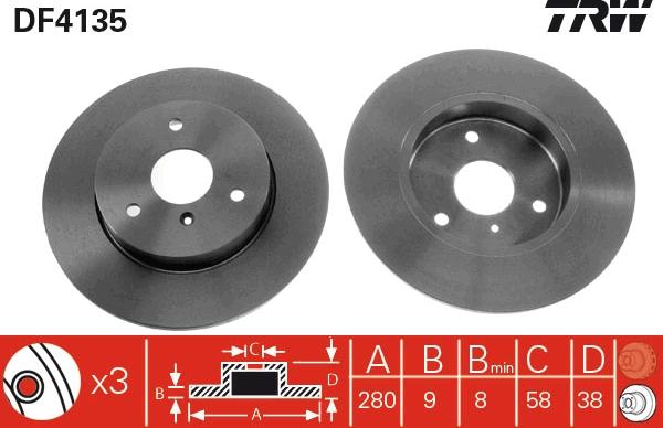 TRW DF4135 - Tarcza hamulcowa parts5.com