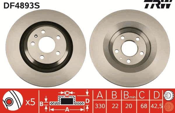 TRW DF4893S - Disc frana parts5.com