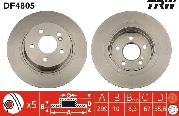 TRW DF4805 - Brzdový kotouč parts5.com