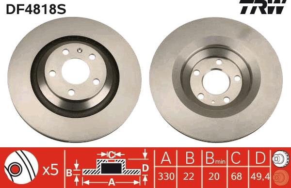 TRW DF4818S - Disc frana parts5.com