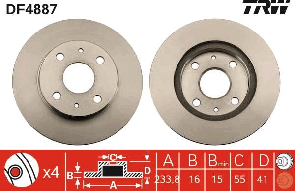 TRW DF4887 - Tarcza hamulcowa parts5.com