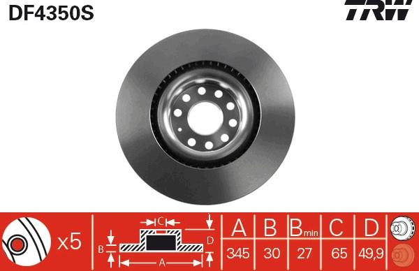 TRW DF4350S - Disc frana parts5.com