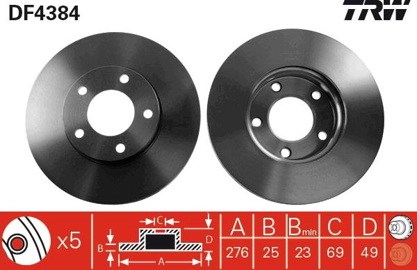 TRW DF4384 - Brake Disc parts5.com