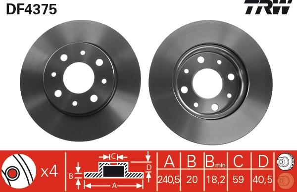 TRW DF4375 - Disco de freno parts5.com