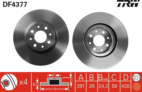 TRW DF4377 - Disc frana parts5.com