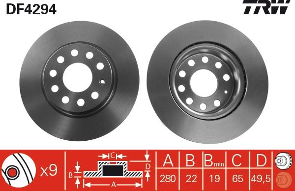 TRW DF4294 - Тормозной диск parts5.com