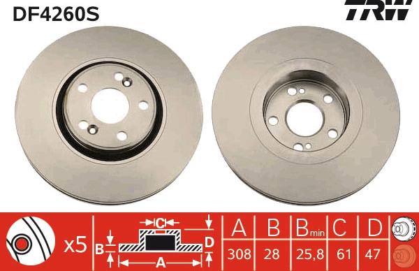 TRW DF4260S - Tarcza hamulcowa parts5.com