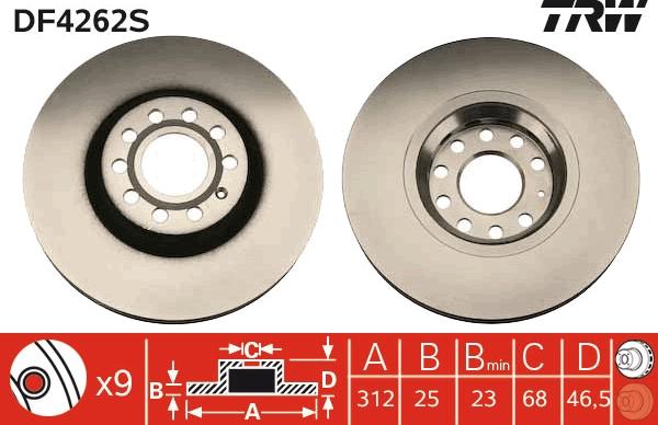 TRW DF4262S - Спирачен диск parts5.com