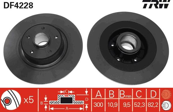 TRW DF4228 - Тормозной диск parts5.com