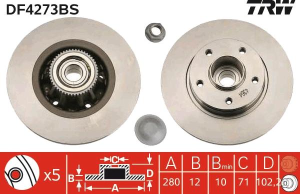 TRW DF4273BS - Bremsscheibe parts5.com