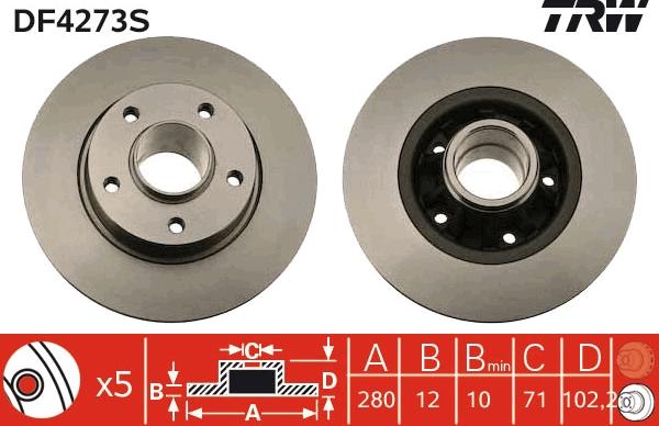 TRW DF4273S - Zavorni kolut parts5.com