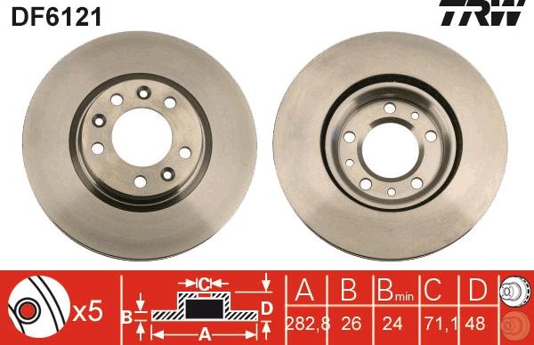 TRW DF6121 - Brake Disc parts5.com