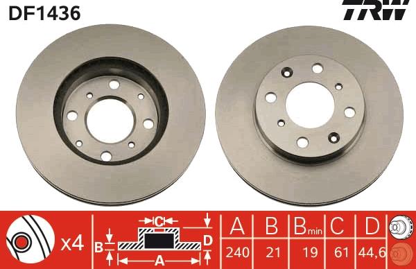 TRW DF1436 - Kočioni disk parts5.com