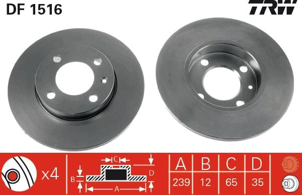 TRW DF1516 - Disc frana parts5.com