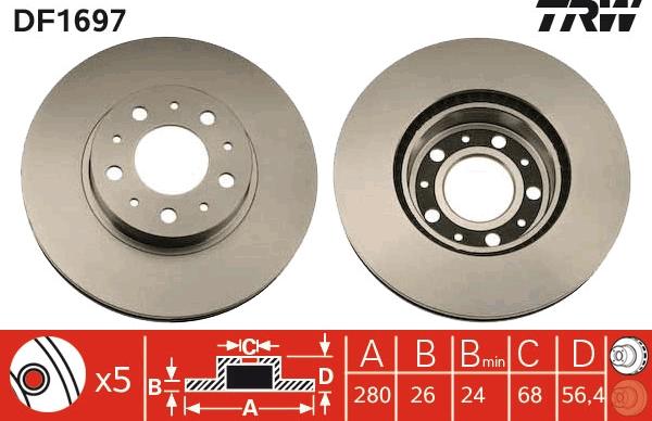 TRW DF1697 - Disc frana parts5.com